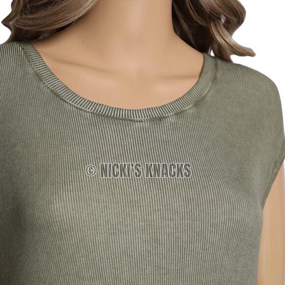 Stitch Fix Jane & Delancey Olive Green Dolman Knot Front Ribbed Top Size S - Picture 3 of 11